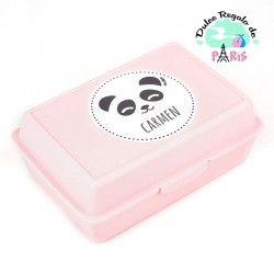 Cajita Porta Alimentos Panda Rosa personalizada