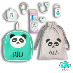 Pack El Primero de la Clase Panda personalizado + Regalo Cadenita Madera