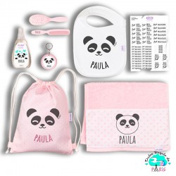 Pack Mi Cole Panda Rosa personalizado + Regalo Llavero